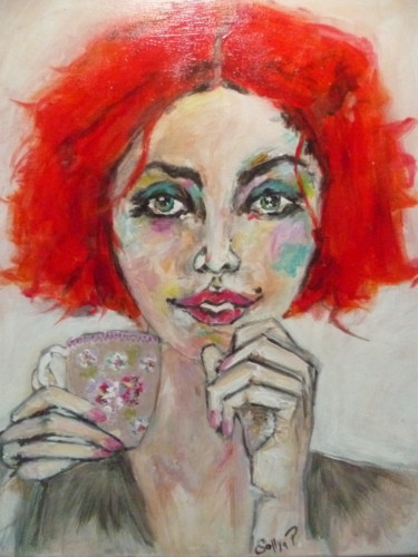 Peinture intitulée "TeaTime" par Soffya, Œuvre d'art originale, Acrylique