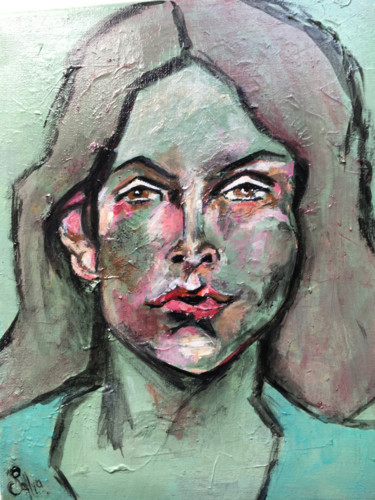 Malerei mit dem Titel "Green Baby" von Soffya, Original-Kunstwerk, Acryl