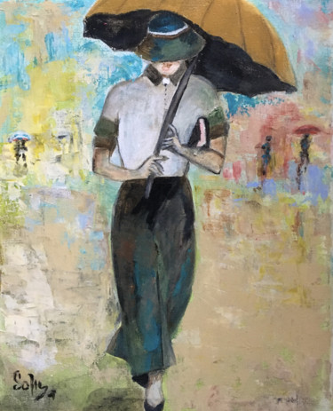 Painting titled "Sous la pluie" by Soffya, Original Artwork, Acrylic