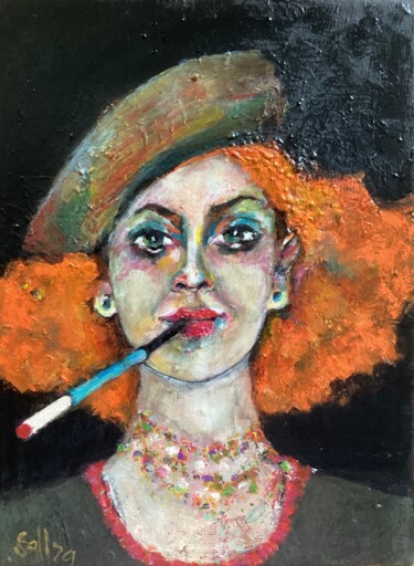 Peinture intitulée "Fume-cigarettes" par Soffya, Œuvre d'art originale, Acrylique