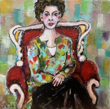 Painting titled "Le Fauteuil rouge" by Soffya, Original Artwork, Acrylic