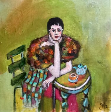 Painting titled "Tea time" by Soffya, Original Artwork, Acrylic