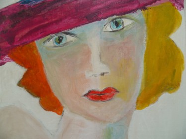 Peinture intitulée "La femme au chapeau…" par Soffya, Œuvre d'art originale, Acrylique