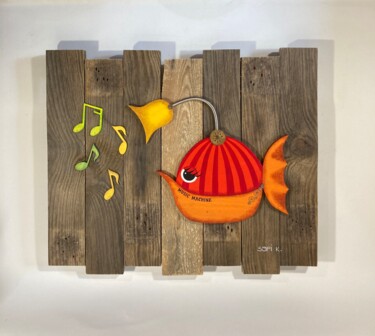 Картина под названием "Music Machine" - Sofi K., Подлинное произведение искусства, Акрил Установлен на Деревянная панель