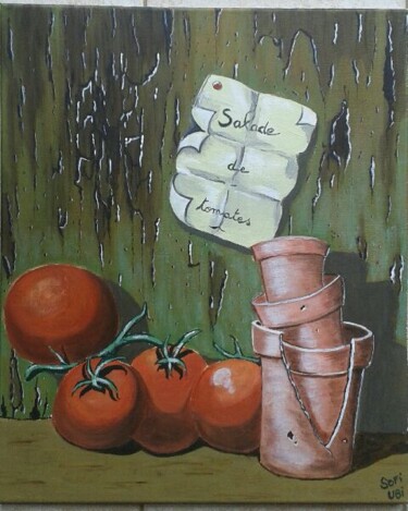 Malarstwo zatytułowany „"Salade de tomates"” autorstwa Sofi Ubi, Oryginalna praca, Akryl Zamontowany na Drewniana rama noszy