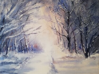 Painting titled "Inverno" by Sofia Becherucci, Original Artwork, Watercolor