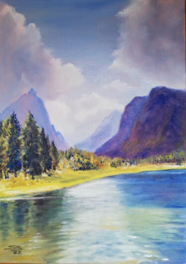 Peinture intitulée "Lago di Dobbiaco" par Sofia Becherucci, Œuvre d'art originale, Huile