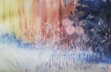 Painting titled "Luci d'inverno" by Sofia Becherucci, Original Artwork, Watercolor Mounted on Cardboard
