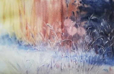 Malerei mit dem Titel "Luci d'inverno" von Sofia Becherucci, Original-Kunstwerk, Aquarell Auf Karton montiert