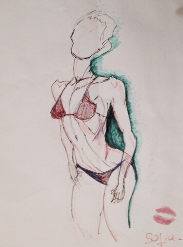 Drawing titled "#transparence#" by Sofia De Segonzac, Original Artwork, Ballpoint pen