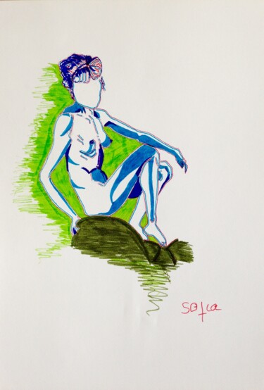 Drawing titled ""Android "" by Sofia De Segonzac, Original Artwork, Conté