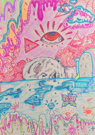 Drawing titled "stairway to astral" by Sofia Goujon, Original Artwork, Marker