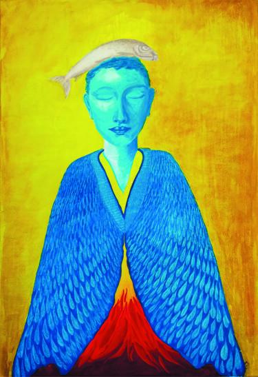 Malerei mit dem Titel "Meditación" von Sofia Gutierrez, Original-Kunstwerk, Acryl