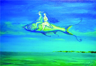 Pintura titulada "Im Flug" por Sofia Gutierrez, Obra de arte original, Tinta Montado en Otro panel rígido
