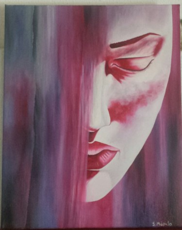 Painting titled "Shy Woman" by Sofia Mariza, Original Artwork, Acrylic