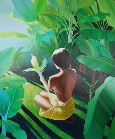 Painting titled "Tropical Forest" by Sofia Nikolaou, Original Artwork, Acrylic