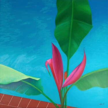 Peinture intitulée "Relax by the Pool" par Sofia Nikolaou, Œuvre d'art originale, Acrylique