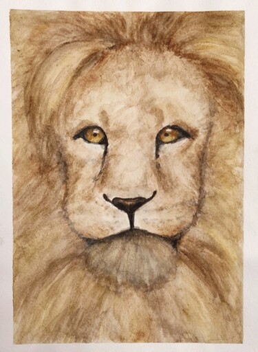 Картина под названием "Солнечный лев" - София Шилкина, Подлинное произведение искусства, Акварель