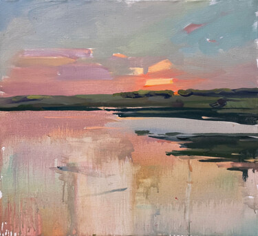 Картина под названием "Закатное небо" - София Стяжкина, Подлинное произведение искусства, Масло