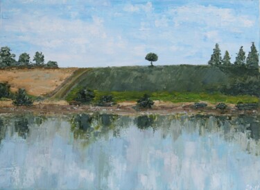 Painting titled "The little lake" by Sofia Still, Original Artwork, Oil