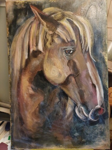 Картина под названием "Лошади. Скакун" - Sofia Ternoutskaia, Подлинное произведение искусства, Акрил Установлен на Деревянна…
