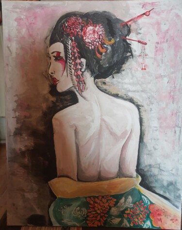 Pintura intitulada "Тайю из Киото." por Sofia Ternoutskaia, Obras de arte originais, Acrílico Montado em Armação em madeira