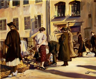 Painting titled "Rue du marché" by Sofia Vergara, Original Artwork