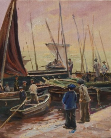 Painting titled "Llegada a puerto, D…" by Sofia Vergara, Original Artwork