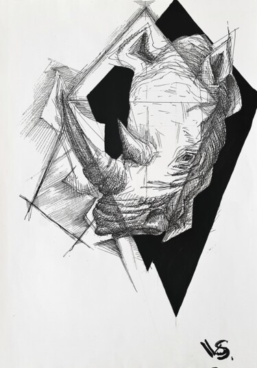 Рисунок под названием "Hippo Tattoo" - Sofia Vietvytska, Подлинное произведение искусства, Гелевая ручка