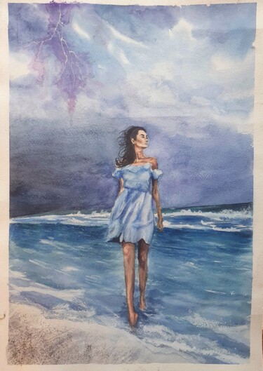 Картина под названием "Storm" - Sofia Vietvytska, Подлинное произведение искусства, Акварель