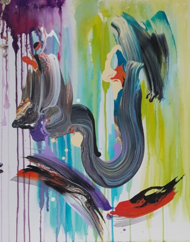40x50см Dancing In the Rain Painting line Painting titled "40x50см Dancing In…" by Sofia Zolotova, Original Art, Acrylic Mounted on Stretcher frame
