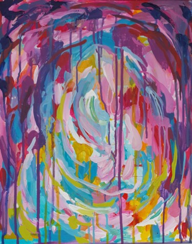 Картина под названием "extreme smudges flo…" - Sofia Zolotova, Подлинное произведение искусства, Акрил Установлен на Деревян…