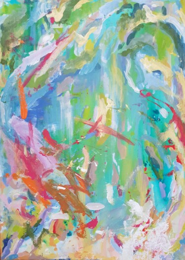 Картина под названием "delicate abstract p…" - Sofia Zolotova, Подлинное произведение искусства, Акрил Установлен на Деревян…