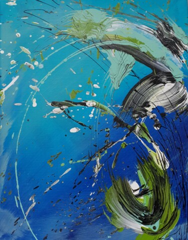 Картина под названием "The deep ocean is a…" - Sofia Zolotova, Подлинное произведение искусства, Акрил Установлен на Деревян…