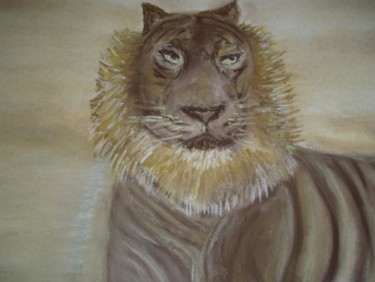 Peinture intitulée "mi-tigre mi-lion" par Sofiaa, Œuvre d'art originale