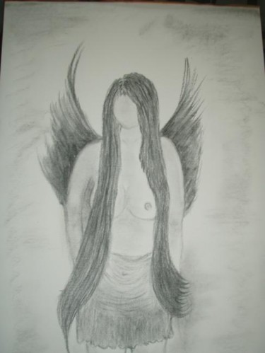 Peinture intitulée "L'Ange Noir" par Sofiaa, Œuvre d'art originale
