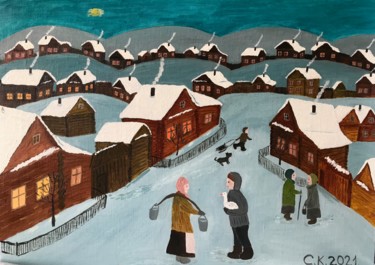 Картина под названием "The Goose" - Svetlana Klyavlina, Подлинное произведение искусства, Масло Установлен на Другая жесткая…