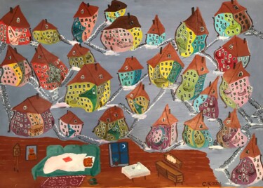 Malerei mit dem Titel "A Dream On A Winter…" von Svetlana Klyavlina, Original-Kunstwerk, Öl Auf Karton montiert