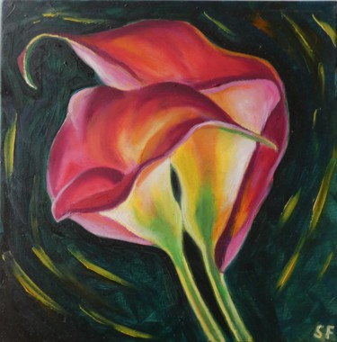 Painting titled "Calla Lily" by Sofia Gasviani, Original Artwork, Oil