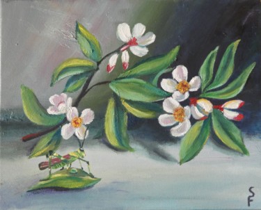 Painting titled "Green still life" by Sofia Gasviani, Original Artwork, Oil