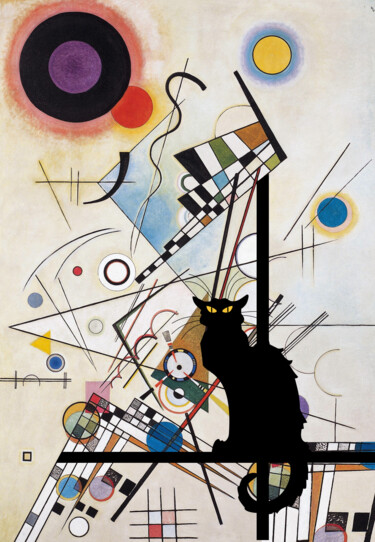 Digitale Kunst getiteld "Du chat noir" door Sofialain, Origineel Kunstwerk, Digitale collage