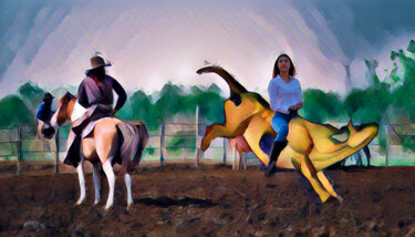 Digital Arts titled "yellow cow" by Sofialain, Original Artwork, Digital Collage