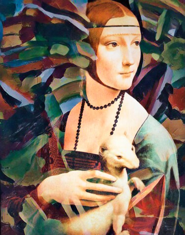 Digital Arts titled "La dama del armiño" by Sofialain, Original Artwork, Digital Painting