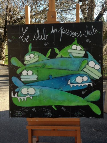 Peinture intitulée "Le club des poisson…" par Sofiecheze, Œuvre d'art originale