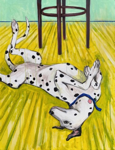 Painting titled "FLying Dalmatian" by Sofiia Bortnikova, Original Artwork, Acrylic