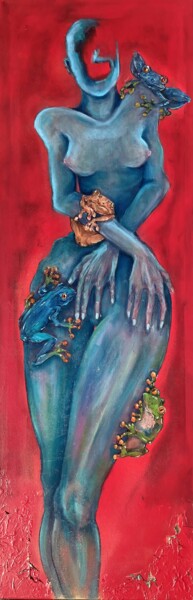 Painting titled "Humiliation" by Sofiia Dvoretska, Original Artwork, Oil Mounted on Wood Stretcher frame