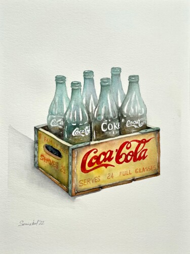 Pintura intitulada "CocaCola" por Sofiia Kulichkova (Sonjakul), Obras de arte originais, Aquarela