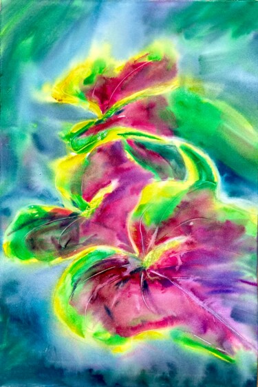 Malerei mit dem Titel "Bright flowers" von Sofiia Kulichkova (Sonjakul), Original-Kunstwerk, Aquarell