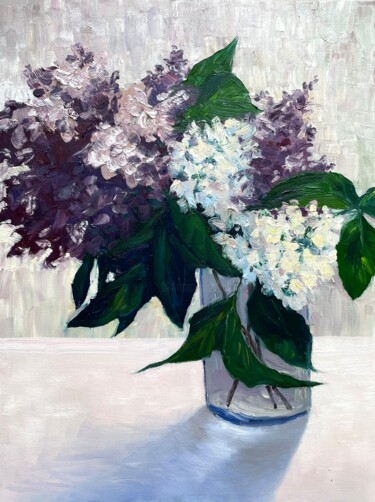 Pintura titulada "The bouquet of lila…" por Sofiia Kulichkova (Sonjakul), Obra de arte original, Oleo