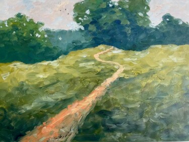 Painting titled "Green journey" by Sofiia Kulichkova (Sonjakul), Original Artwork, Oil